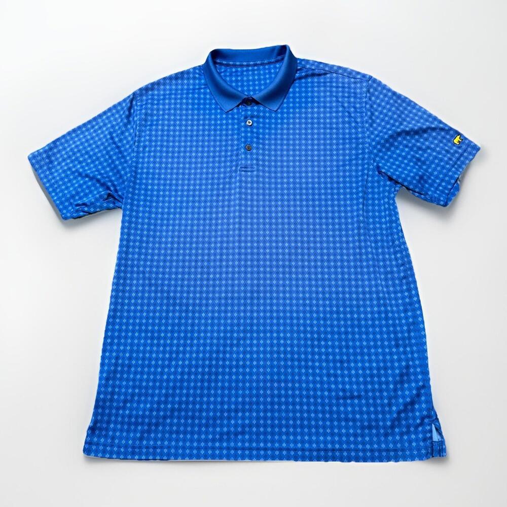 Jack‎ Nicklaus Golden Bear Men's XL Polo Shirt Blue Palm Squares Print